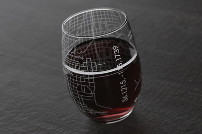 Las Vegas NV Map Stemless Wine Glass