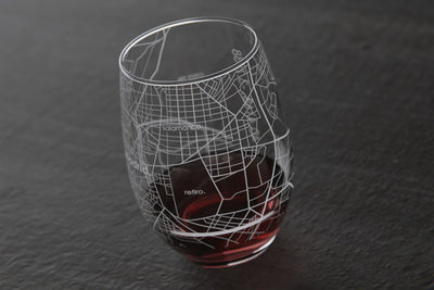 Madrid Spain Map Stemless Wine Glass
