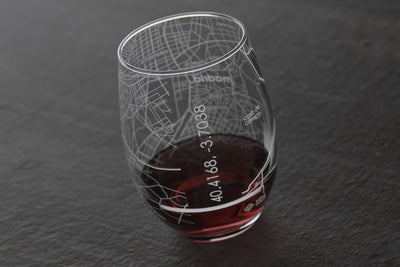 Madrid Spain Map Stemless Wine Glass