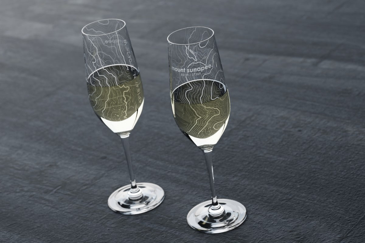 Topography Maps Riedel Crystal Stemmed Champagne Flute Pair