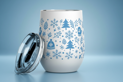 Winter Holiday 12 oz Insulated Wine Tumbler