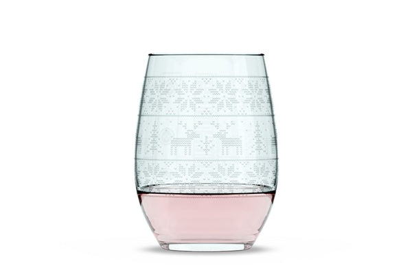 Reindeer Sweater Stemless Wine Glass