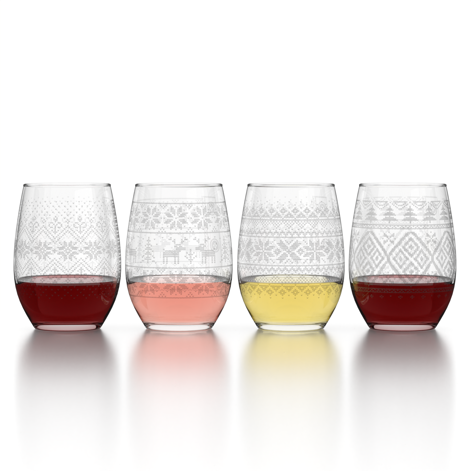 Reindeer Sweater Stemless Wine Glass