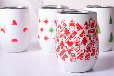 Winter Holiday 12 oz Insulated Wine Tumbler