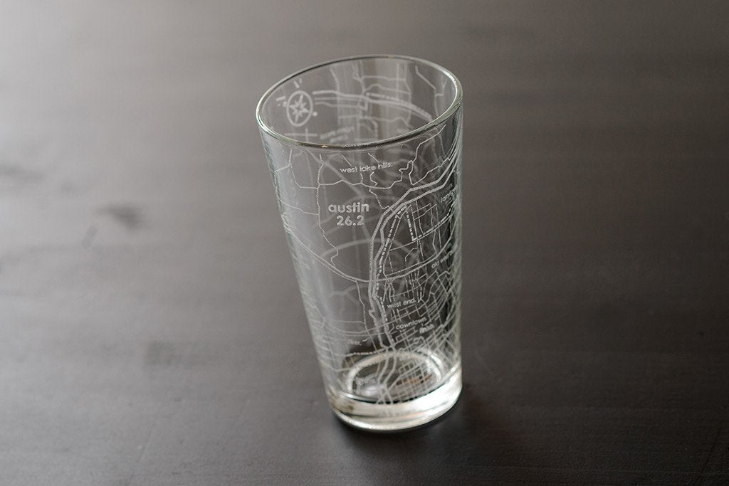 Austin 26.2 - Marathon Map Pint Glass