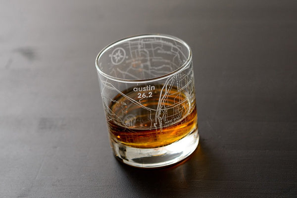 Austin 26.2 - Marathon Map Rocks Glass