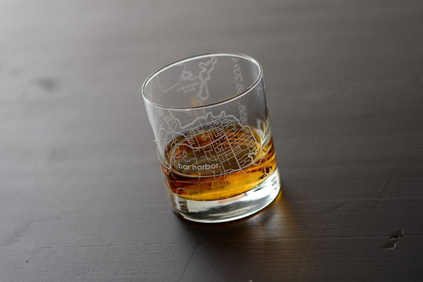 Bar Harbor Map Rocks Glass