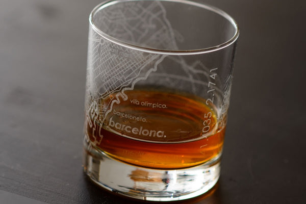 Barcelona Map Rocks Glass