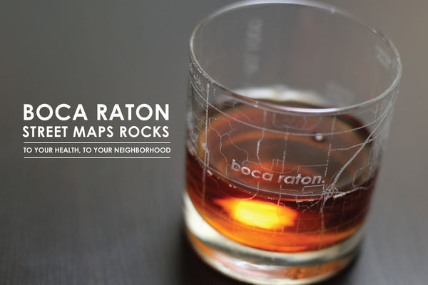 Boca Raton Map Rocks Glass