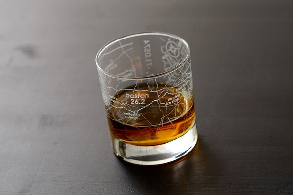Boston 26.2 - Marathon Map Rocks Glass