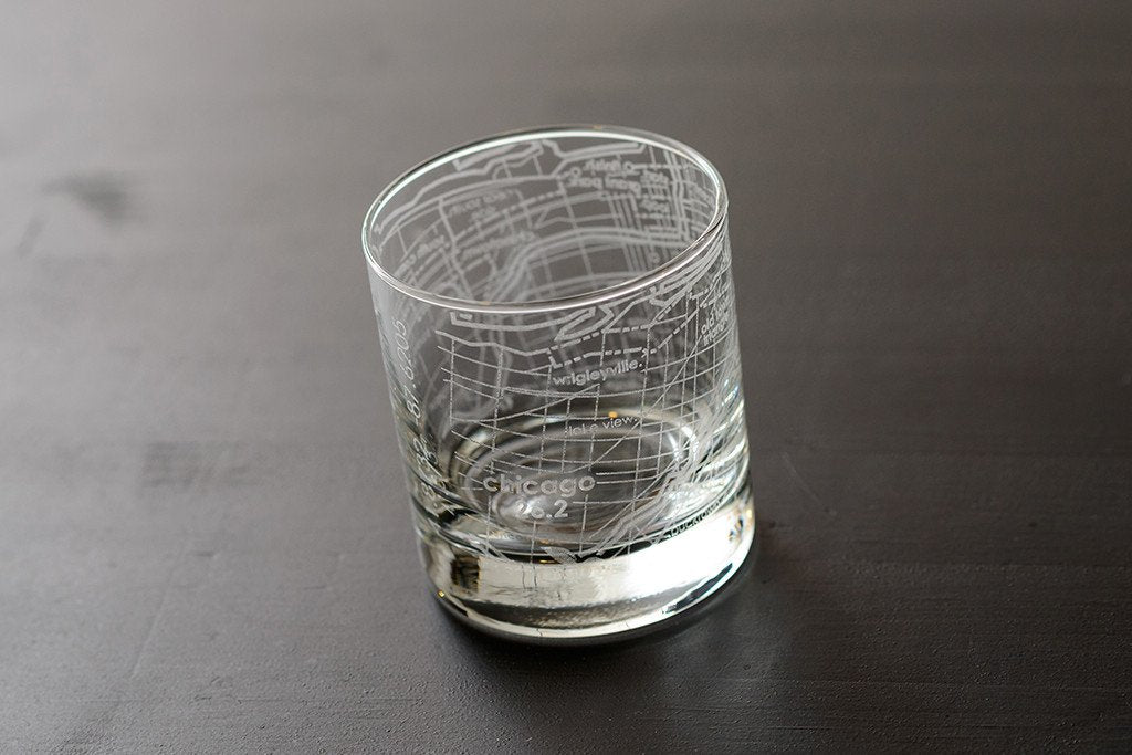 Chicago 26.2 - Marathon Map Rocks Glass