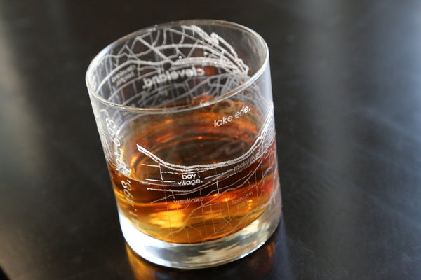Cleveland Map Rocks Glass