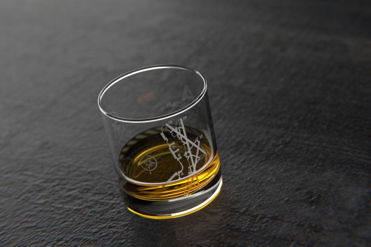 DCA Reagan National DC - Airports and Runways Rocks Glass - Well Told