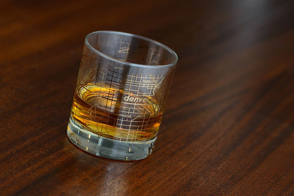 Gold Leaf Denver Map Rocks Glass