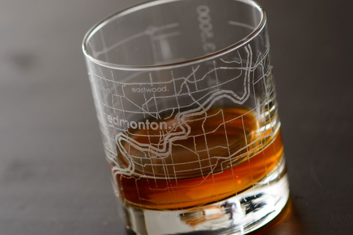 Edmonton Map Rocks Glass