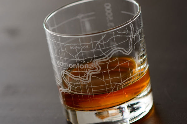 Edmonton Map Rocks Glass