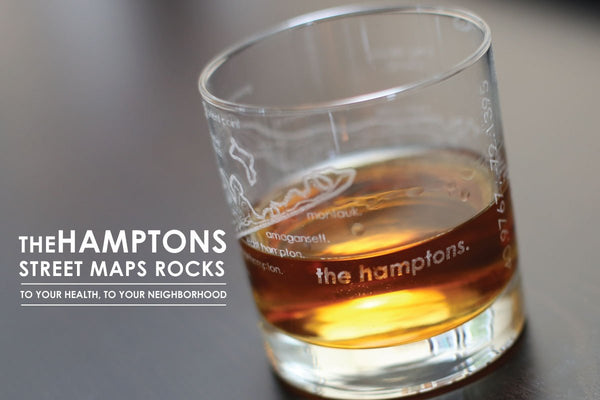 Hamptons Map Rocks Glass