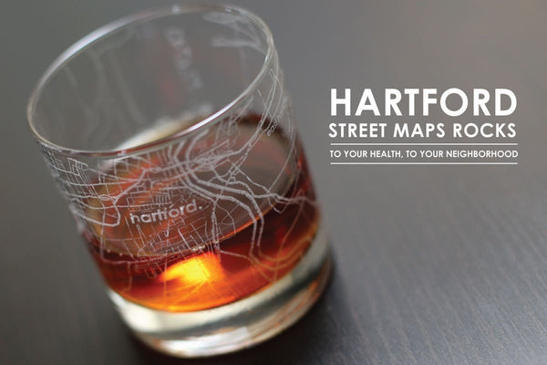 Hartford Map Rocks Glass