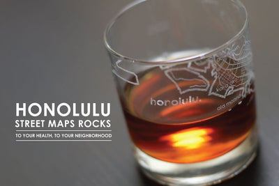 Honolulu Map Rocks Glass