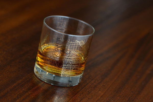 Gold Leaf Los Angeles Map Rocks Glass