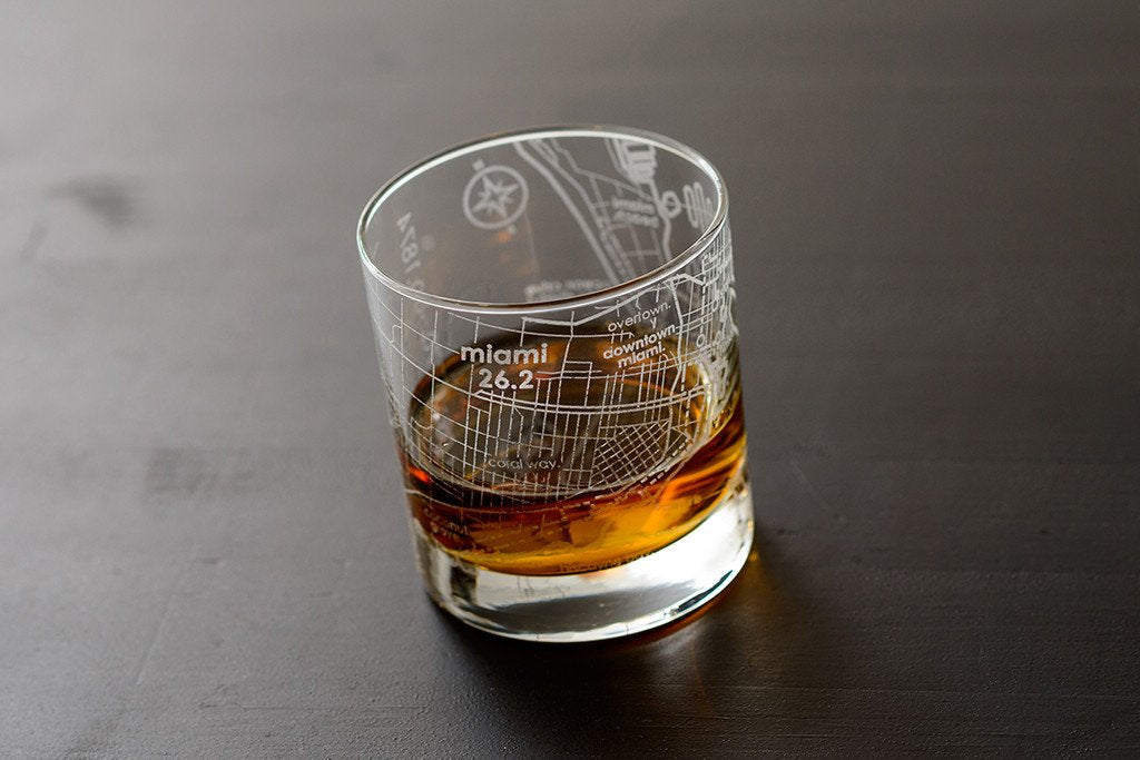 Miami 26.2 - Marathon Map Rocks Glass