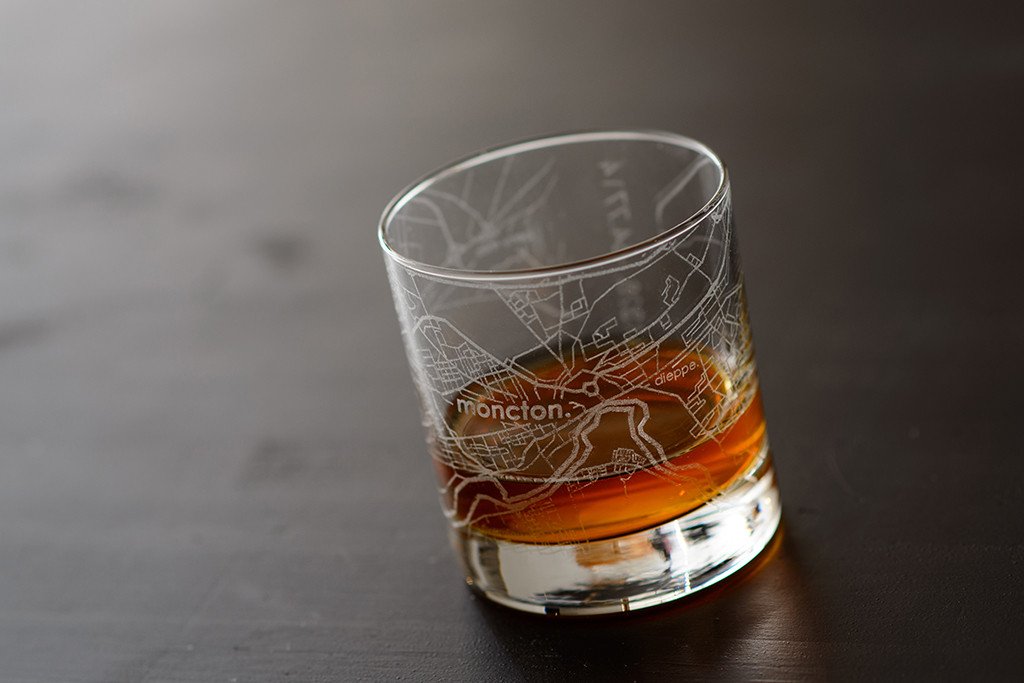 Moncton Map Rocks Glass