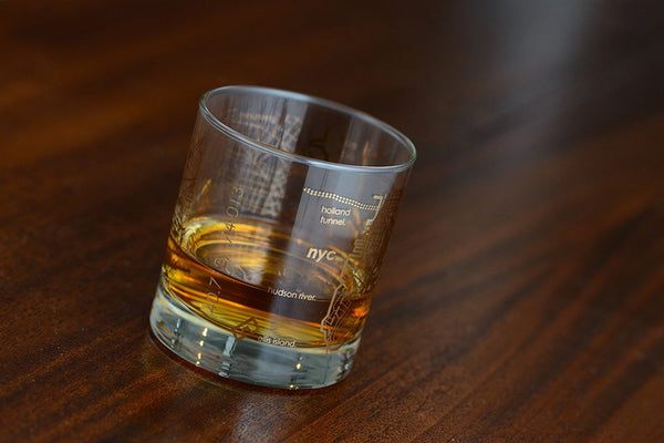 Gold Leaf New York City Map Rocks Glass