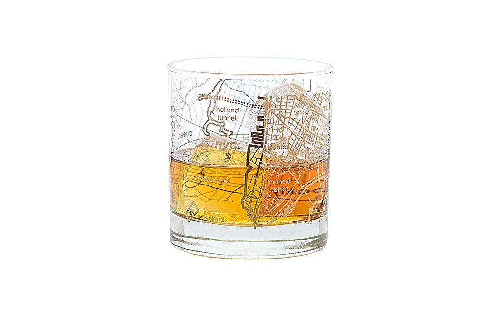 Gold Leaf New York City Map Rocks Glass