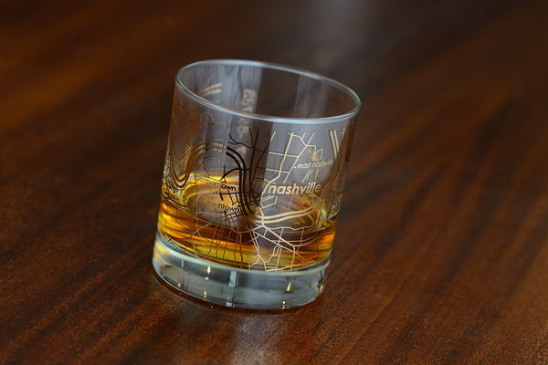 Gold Leaf Nashville Map Rocks Glass