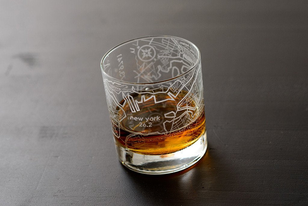 New York 26.2 - Marathon Map Rocks Glass
