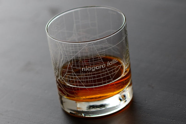 Niagara Map Rocks Glass