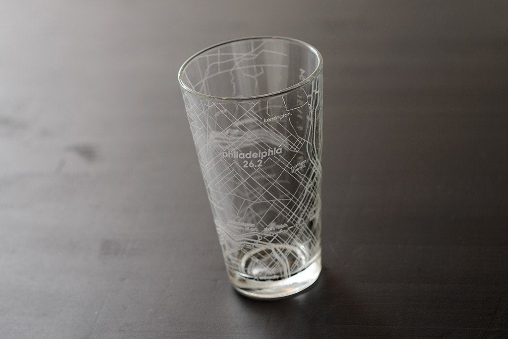 Philadelphia 26.2 - Marathon Map Pint Glass