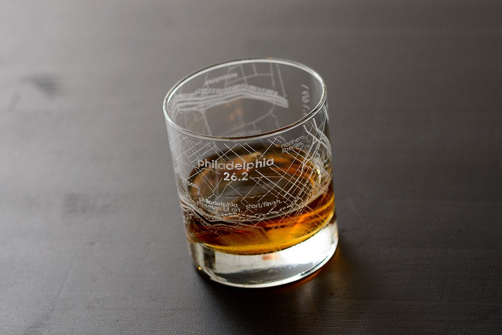 Philadelphia 26.2 - Marathon Map Rocks Glass