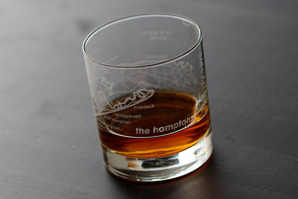 Hamptons Map Rocks Glass