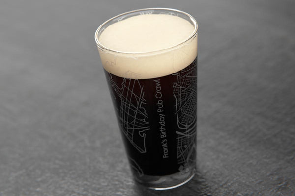Custom etched pint glass