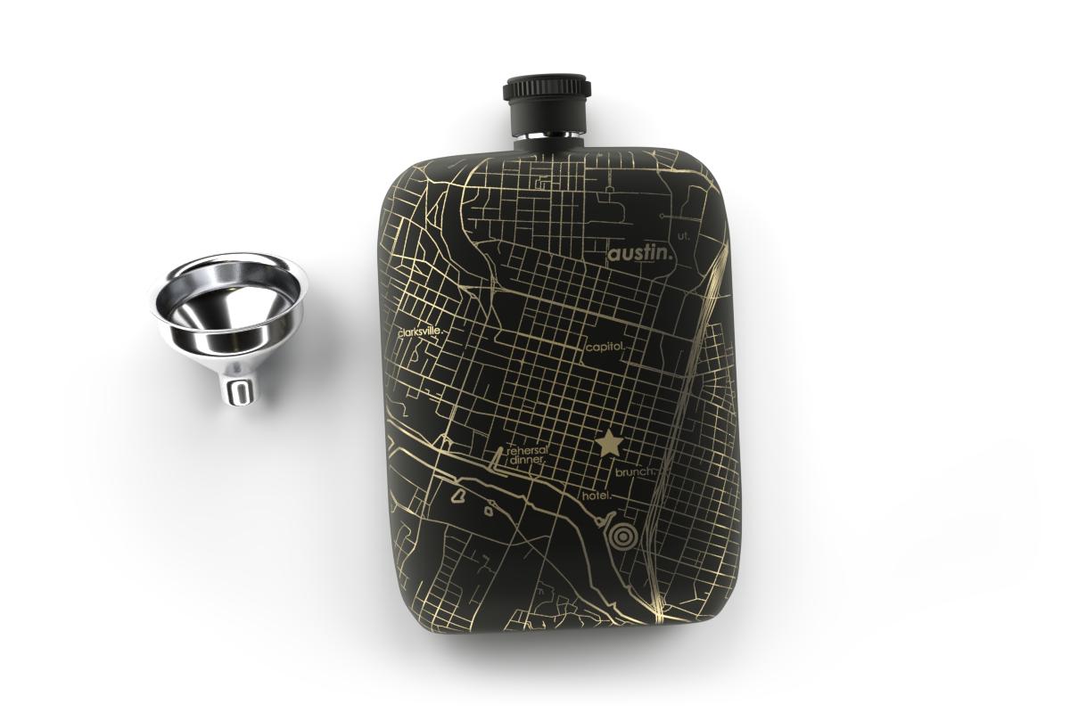 Anywhere Map Pocket Flask