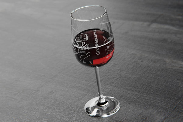Anywhere Map Stemmed Wine Glass