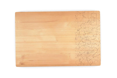 Custom cutting board with night sky map