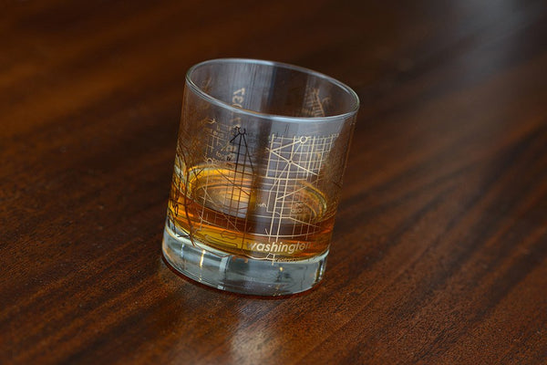 Gold Leaf Washington DC Map Rocks Glass