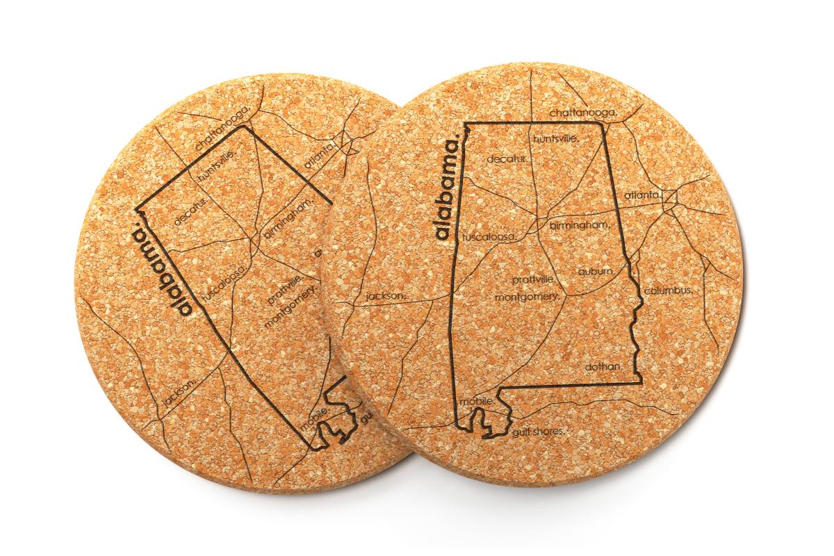 State Cork Coaster Pair