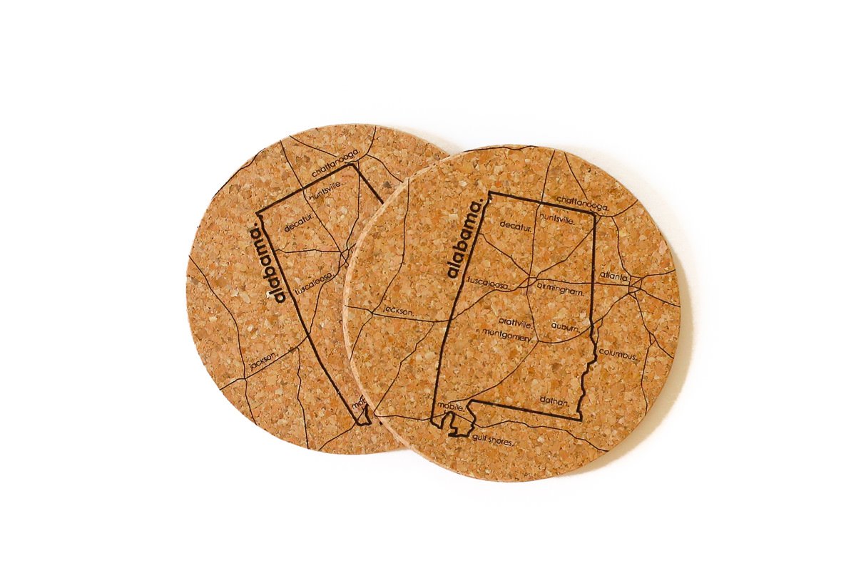 Alabama - Cork Coaster Pair