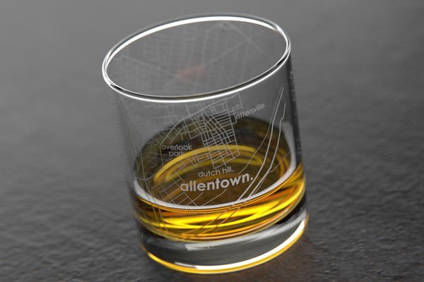 Allentown PA Map Rocks Glass