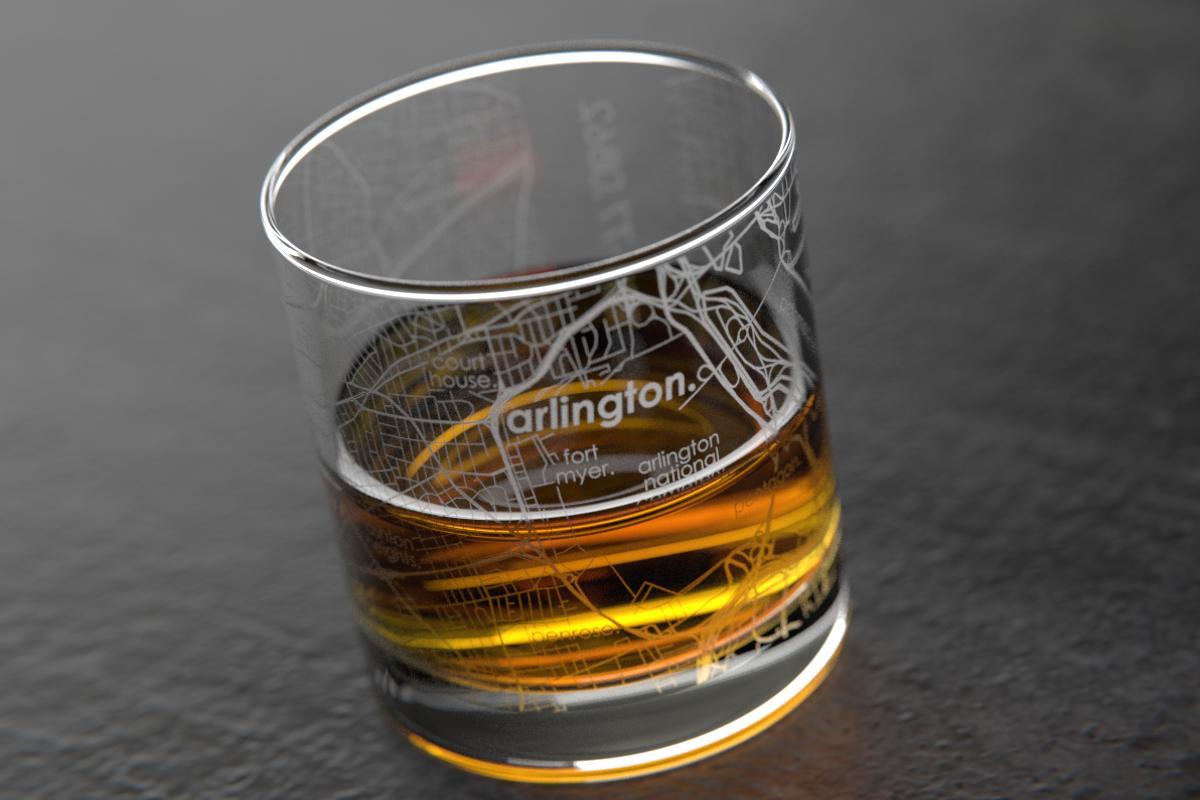 Arlington VA Map Rocks Glass