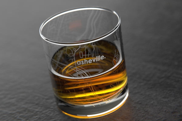 Asheville NC Map Rocks Glass