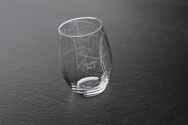 Marathon Map Stemless Wine Glass