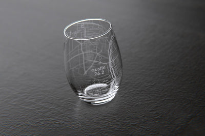 Austin 26.2 - Marathon Map Stemless Wine Glass