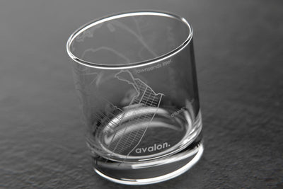 Avalon NJ Map Rocks Glass