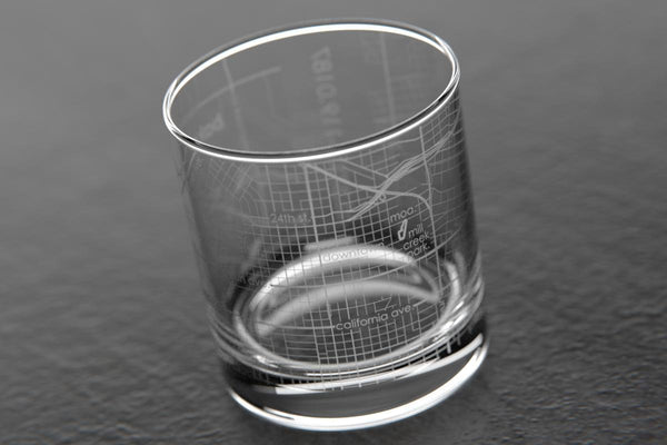 Bakersfield CA Map Rocks Glass