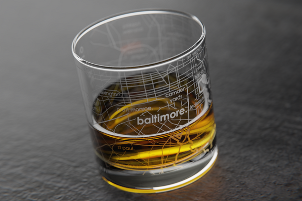 Baltimore Map Rocks Glass