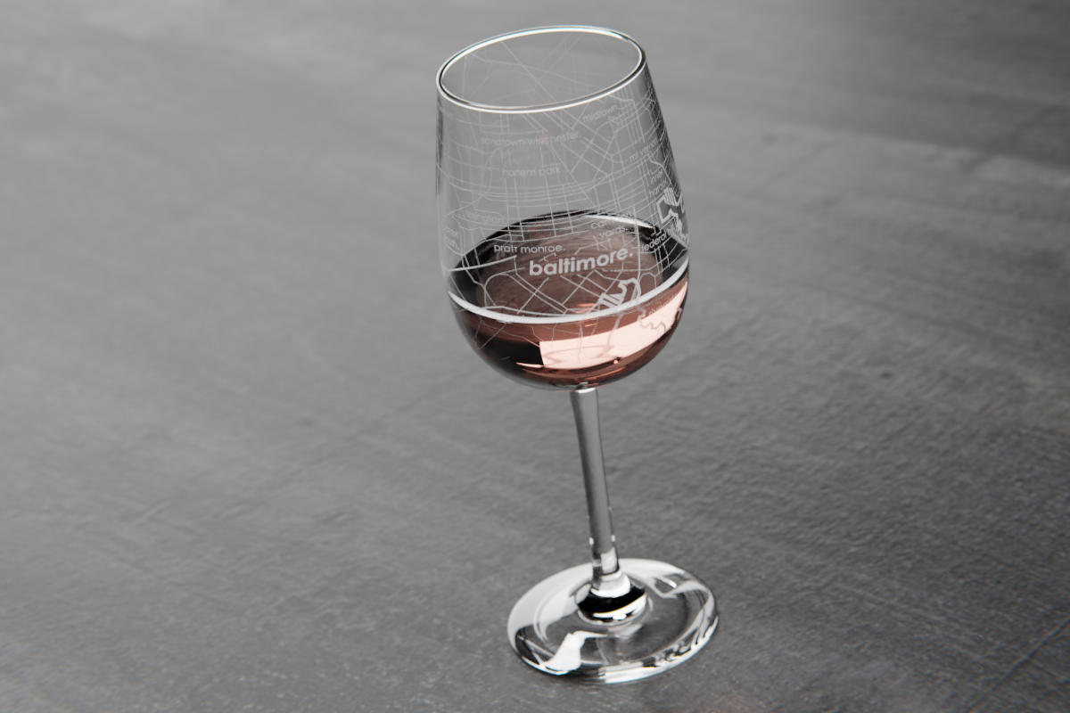 Baltimore Map Wine Glass